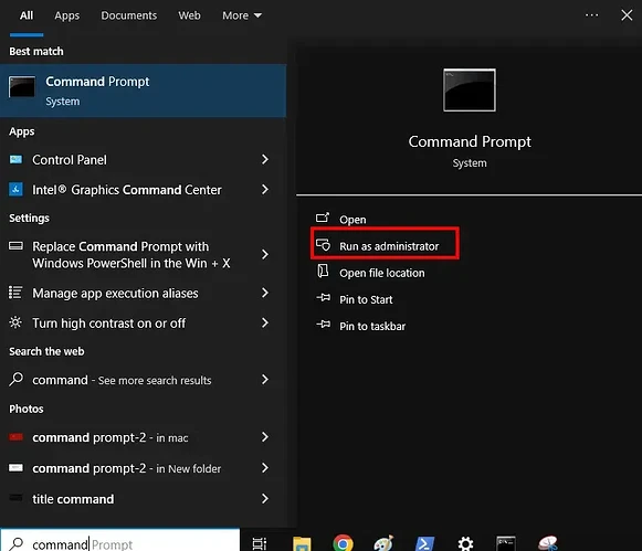 Run as administrator
